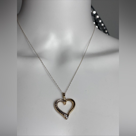 Necklace Charles Winston CW 10K Gold & White open Heart.18” - Picture 4 of 11